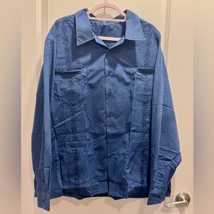 Men's Blue long sleeve button up dress shirt size extra large